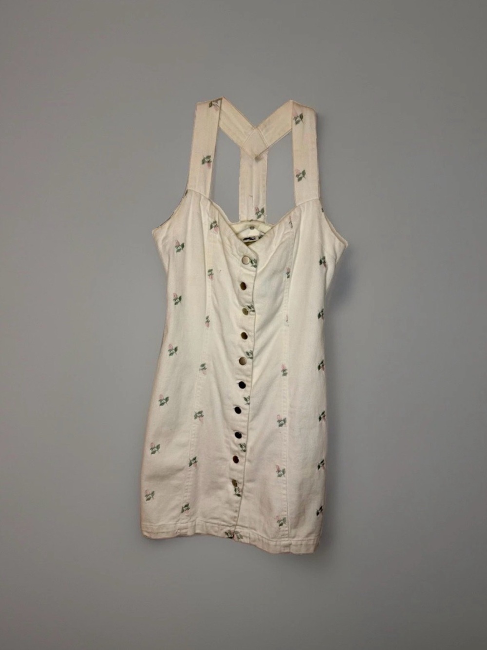 Cream Floral Button-Front Sundress
